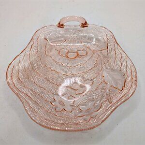 Vintage Pink Indiana Glass Candy Trinket BonBon Dish "Charlie" Pattern Cherries